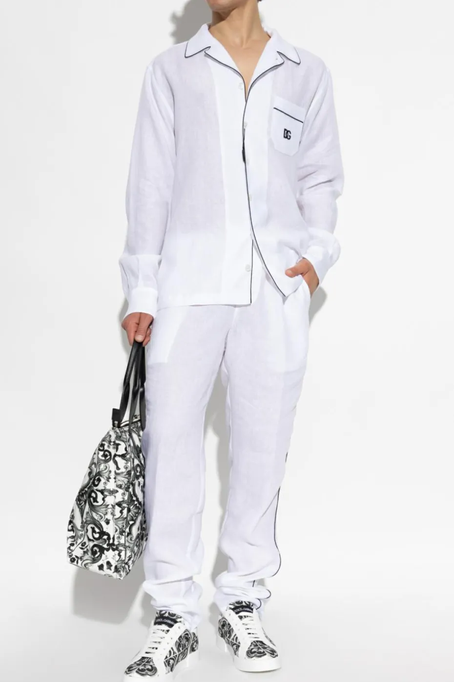 Dolce & Gabbana WHITE Loose-fit linen trousers