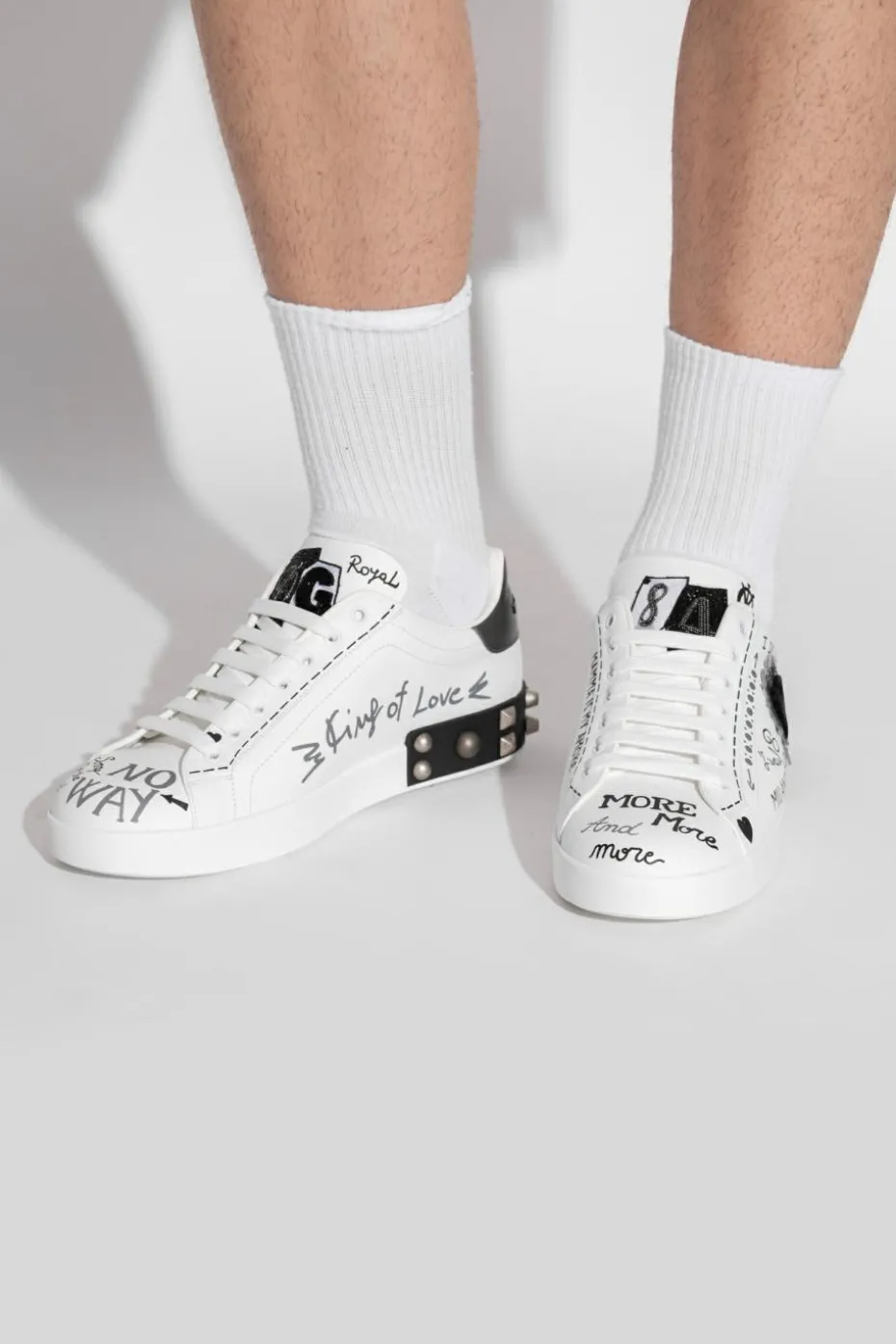 Dolce & Gabbana WHITE 'Portofino' sneakers with appliqués
