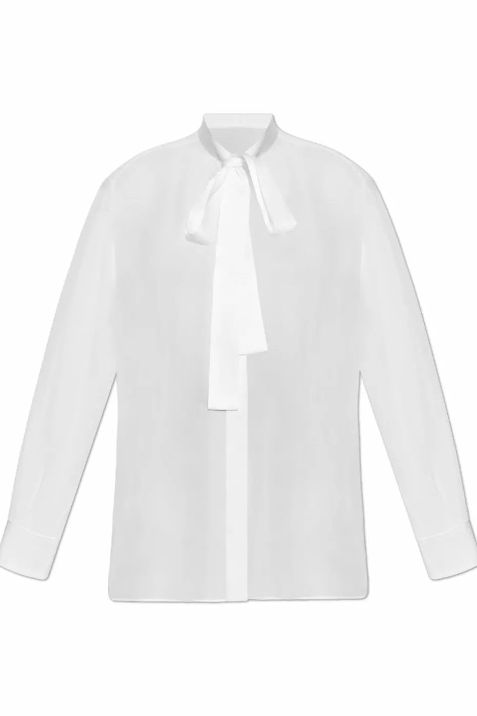 Dolce & Gabbana WHITE Silk blouse with decorative tie at the neckline