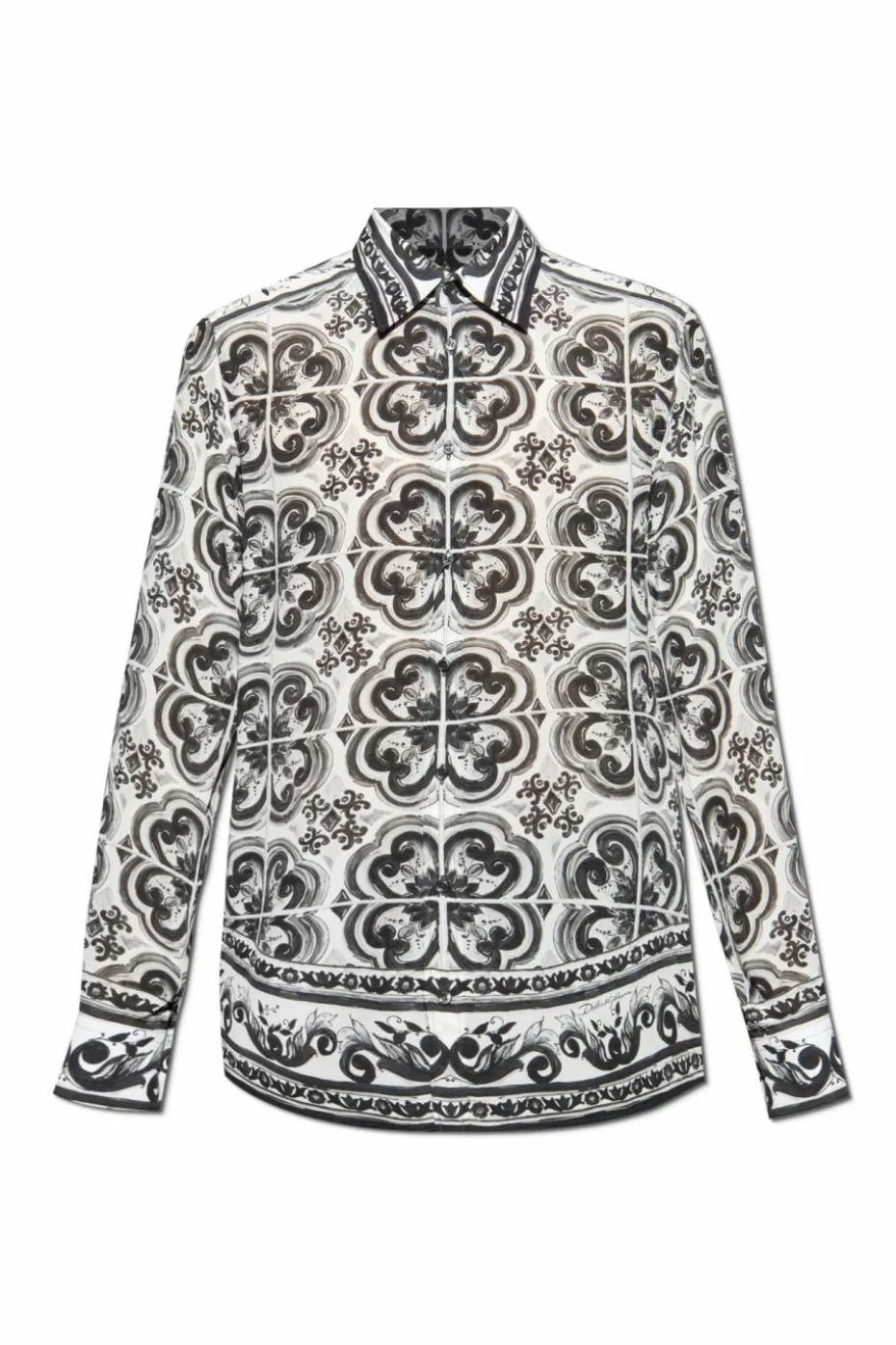 Dolce & Gabbana WHITE Silk shirt with "Majolica" print