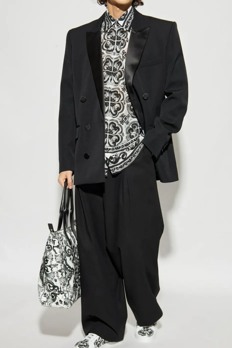 Dolce & Gabbana WHITE Silk shirt with "Majolica" print