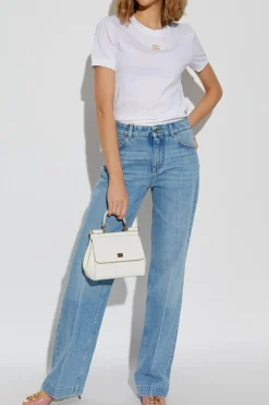 Dolce & Gabbana WHITE T-shirt with logo-shaped appliqué