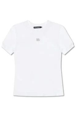 Dolce & Gabbana WHITE T-shirt with logo appliquƩ