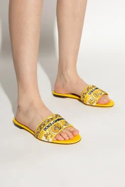 Dolce & Gabbana YELLOW Slides with logo
