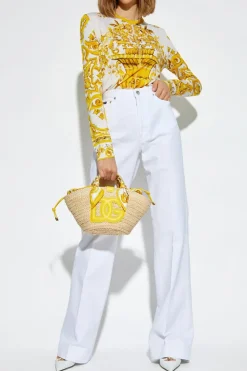 Dolce & Gabbana YELLOW Sweater with 'Majolica' print