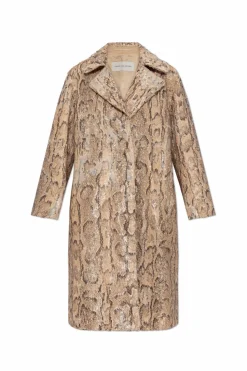 Dries Van Noten beige Coat with sequin trim