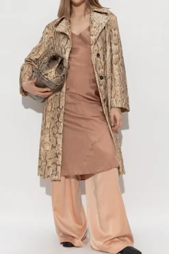 Dries Van Noten beige Coat with sequin trim