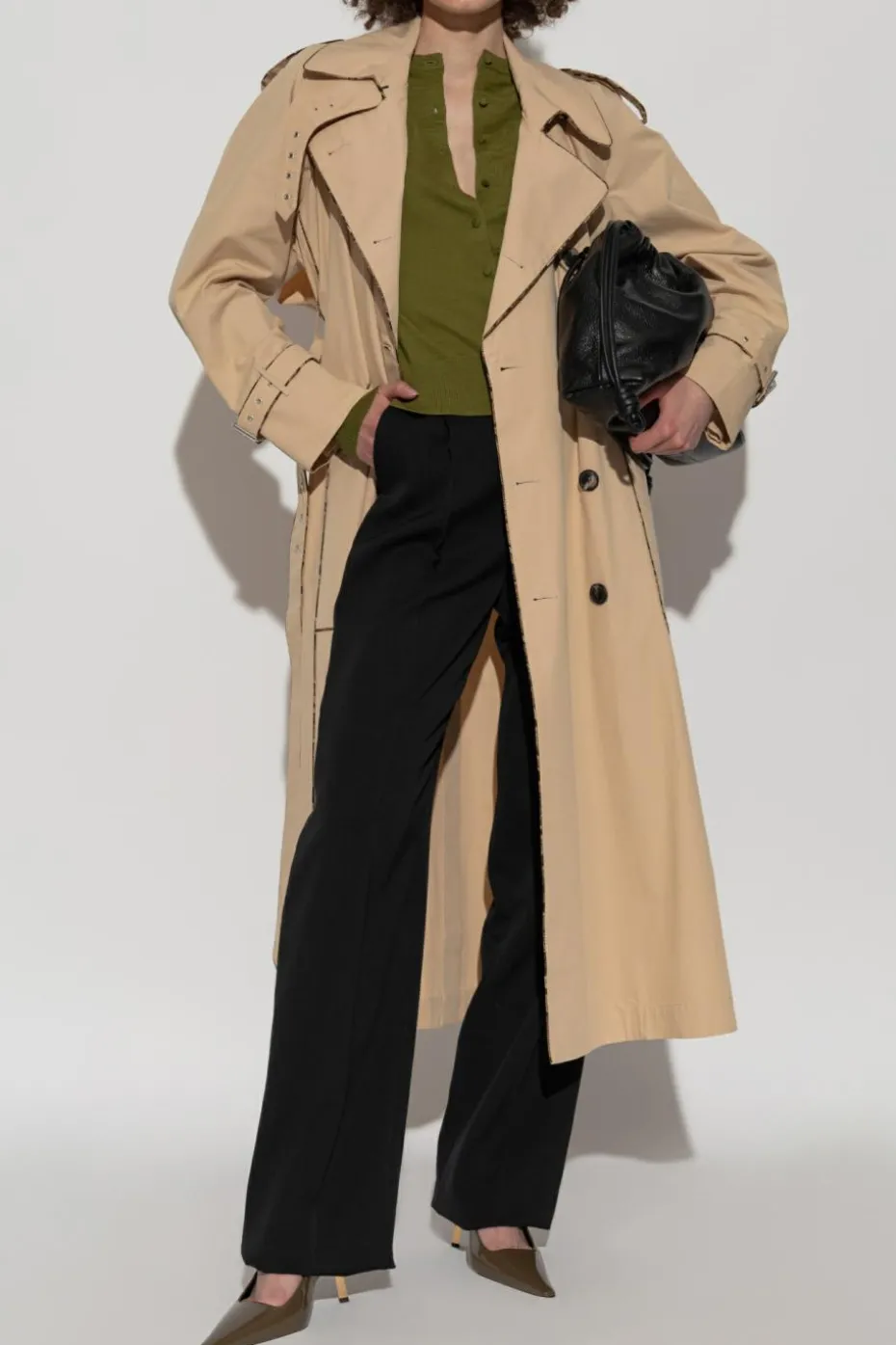 Dries Van Noten beige Double-breasted trench coat