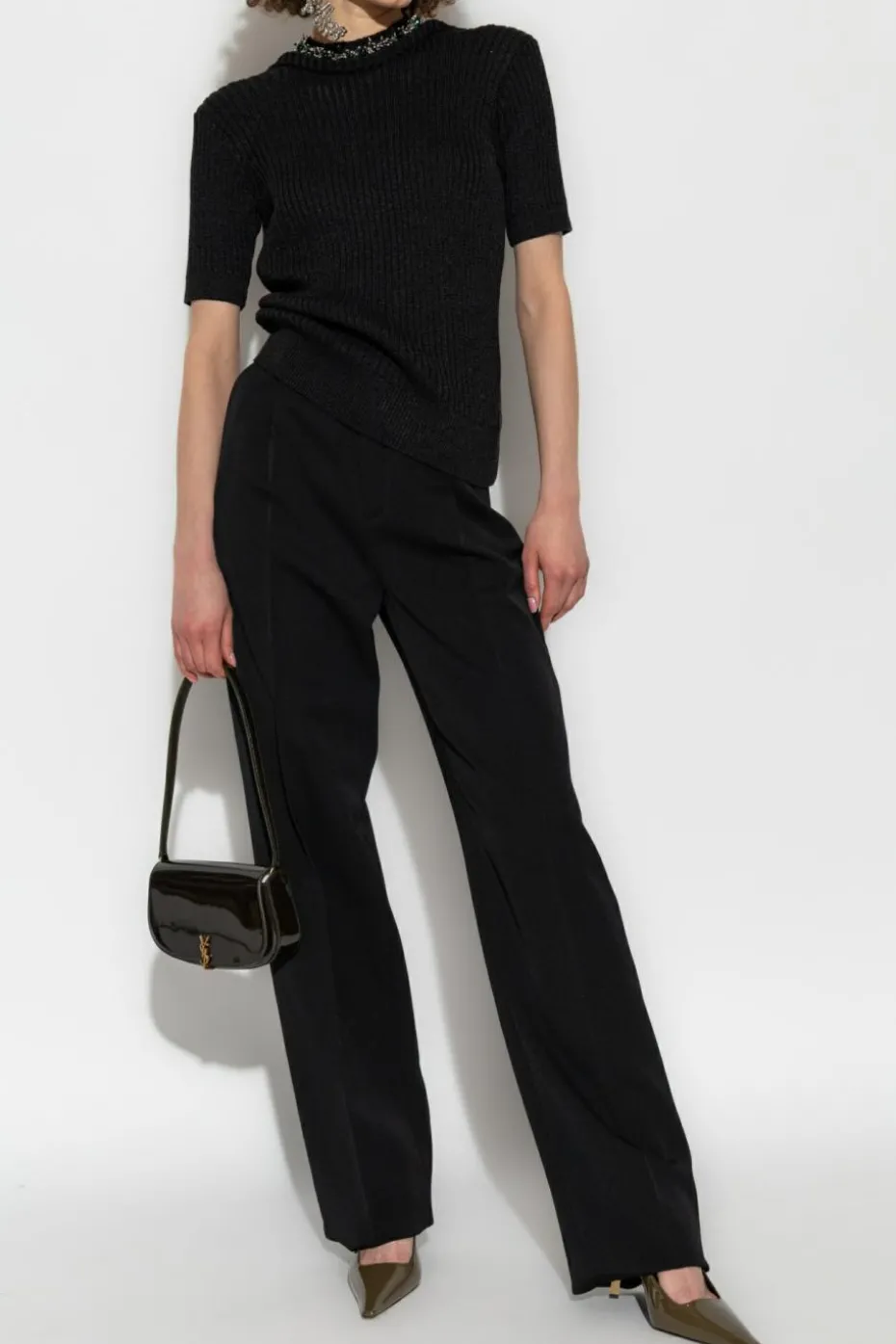 Dries Van Noten BLACK Top with shimmering appliqués