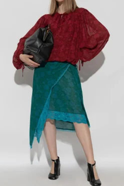 Dries Van Noten BLUE Skirt with lace trim