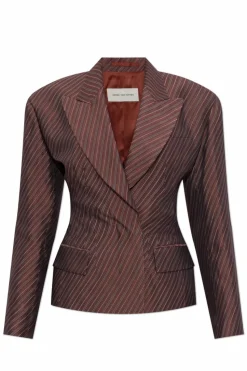 Dries Van Noten BURGUNDY Striped pattern blazer