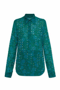 Dries Van Noten GREEN Shirt with appliquƩs
