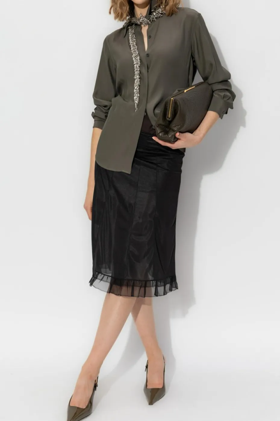 Dries Van Noten GREEN Shirt with silk finish