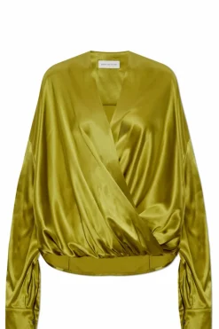 Dries Van Noten GREEN Silk top