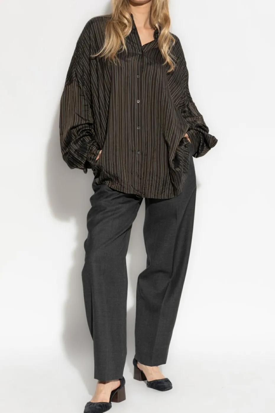 Dries Van Noten GREEN Striped shirt