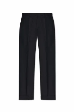 Dries Van Noten NAVY BLUE Wool trousers with a houndstooth pattern