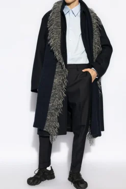 Dries Van Noten NAVY BLUE Wool trousers with a houndstooth pattern