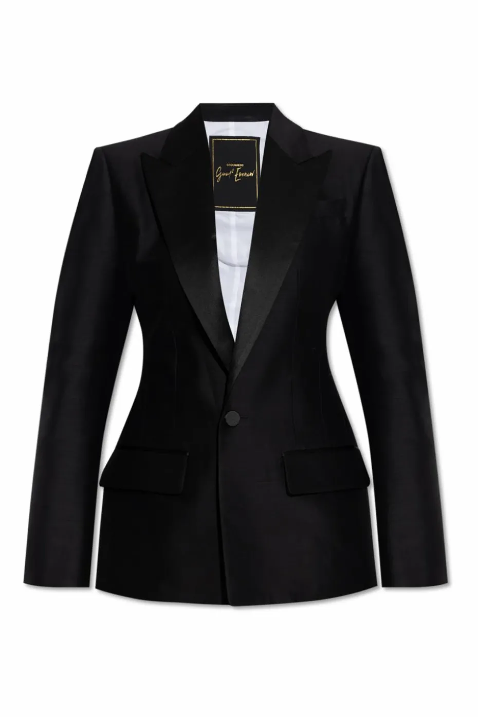 Dsquared2 BLACK Blazer with satin inserts