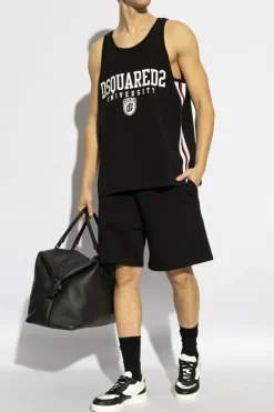 Dsquared2 BLACK Cotton shorts with printed logo