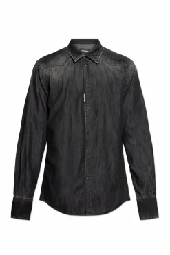 Dsquared2 BLACK Denim shirt with vintage effect