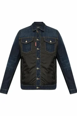Dsquared2 BLACK Jacket with combined materials