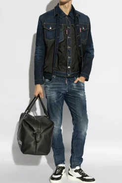 Dsquared2 BLACK Jacket with combined materials