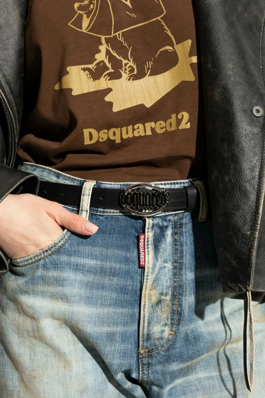 Dsquared2 BLACK Leather belt