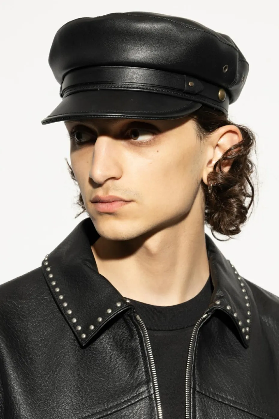 Dsquared2 BLACK Leather flat cap
