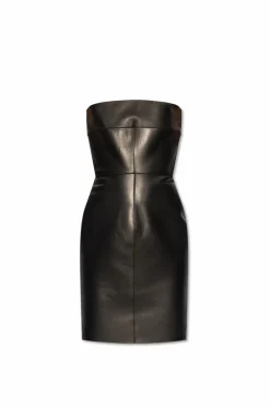 Dsquared2 BLACK Off-the-shoulder leather dress