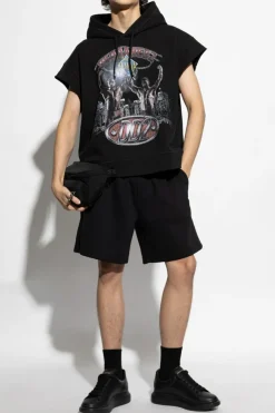 Dsquared2 BLACK Shorts with printed logo