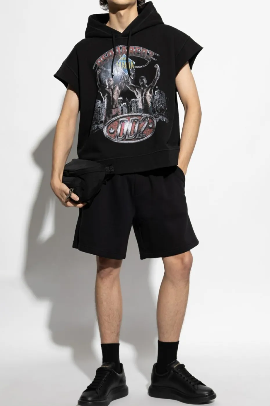 Dsquared2 BLACK Shorts with printed logo