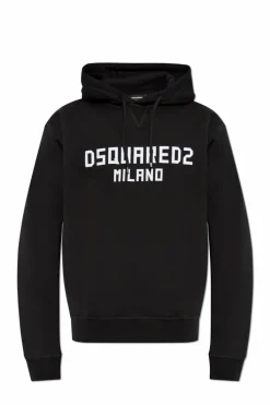 Dsquared2 BLACK Sweatshirt with logo and velvet finish