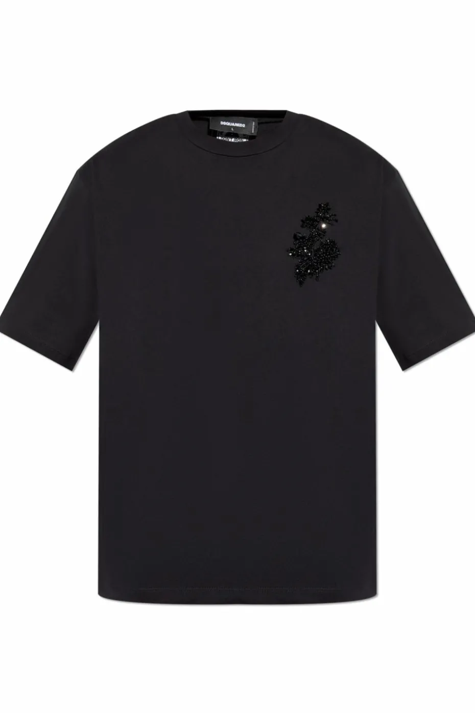 Dsquared2 BLACK T-shirt with shimmering appliqués