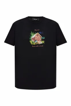 Dsquared2 BLACK T-shirt with colorful print