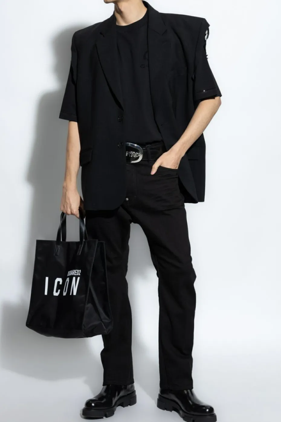 Dsquared2 BLACK T-shirt with shimmering crystals