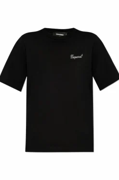 Dsquared2 BLACK T-shirt with shimmering crystals