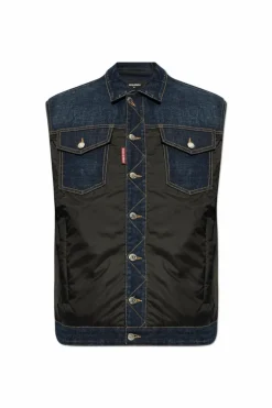 Dsquared2 BLACK Vest made of combined materials