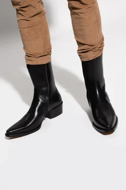 Dsquared2 BLACK ‘Wanderer’ leather ankle boots