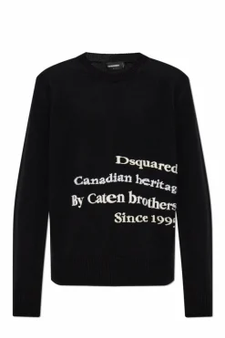 Dsquared2 BLACK Wool sweater with embroidered logo