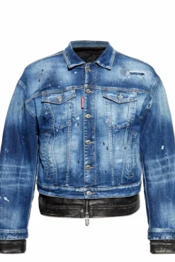 Dsquared2 BLUE Double denim-leather jacket