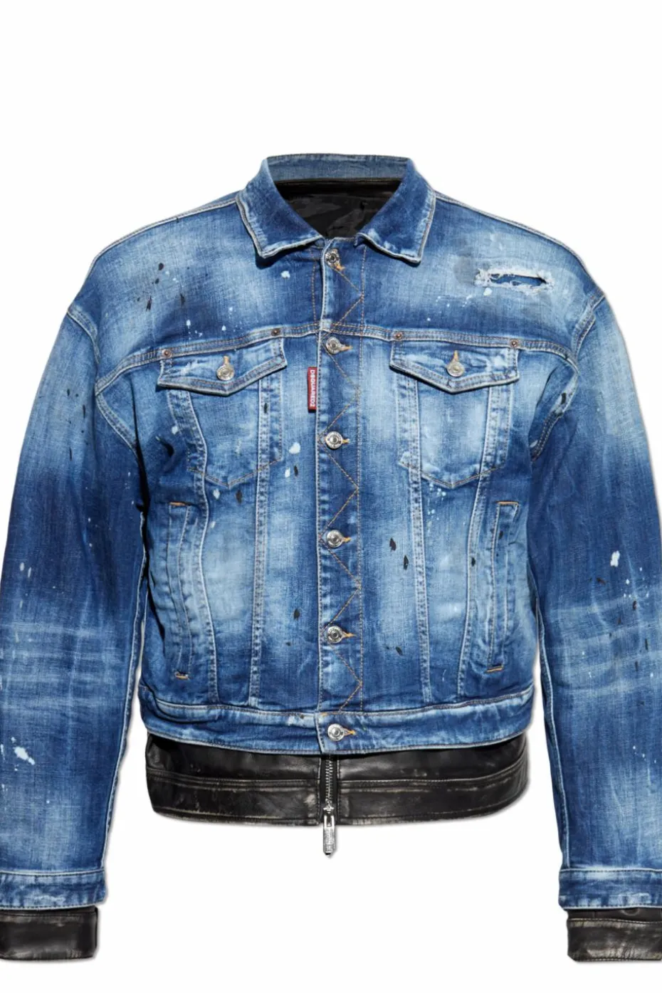 Dsquared2 BLUE Double denim-leather jacket