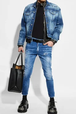 Dsquared2 BLUE Double denim-leather jacket