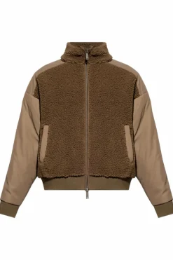 Dsquared2 BROWN Fleece jacket with stand-up collar