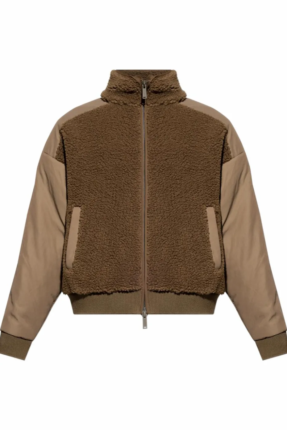 Dsquared2 BROWN Fleece jacket with stand-up collar
