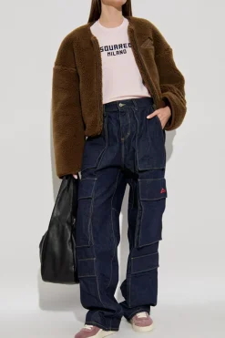 Dsquared2 BROWN Fleece jacket with logo