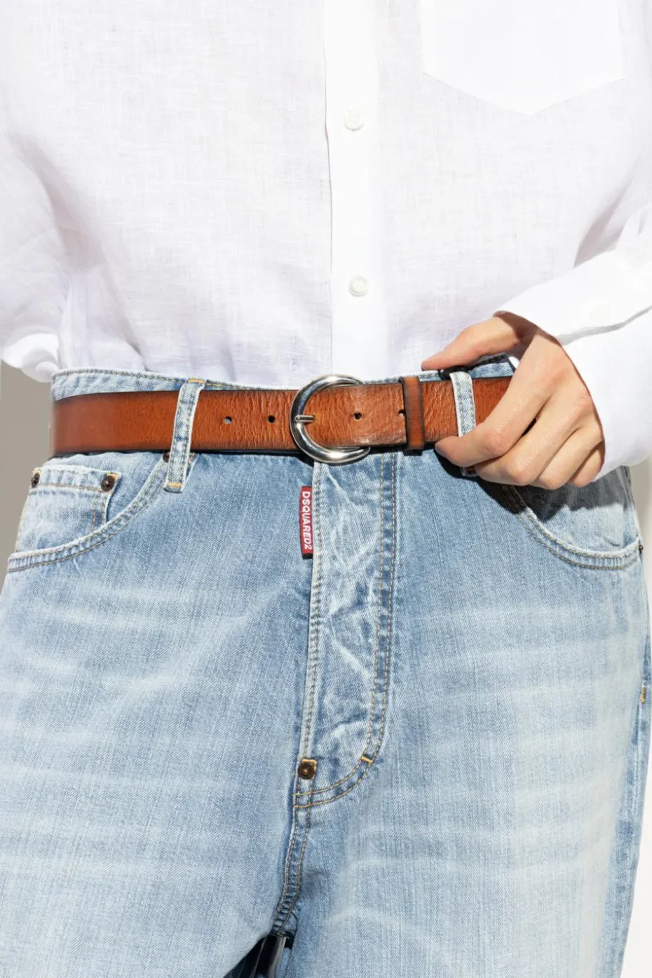 Dsquared2 BROWN Leather belt capsule `Summer Lovers`