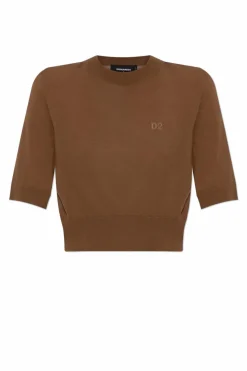 Dsquared2 BROWN Wool top with logo