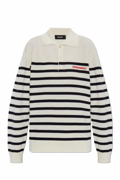 Dsquared2 cream Wool polo shirt with logo