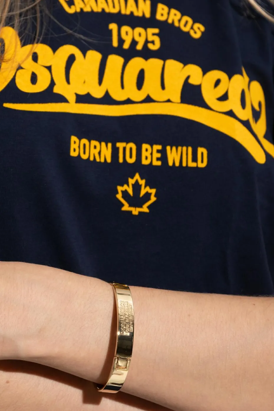 Dsquared2 GOLD Brass bracelet with engraved logo