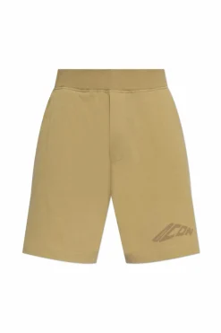 Dsquared2 GREEN Cotton shorts with printed logo
